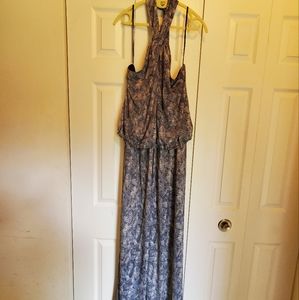 Sexy Vintage Lane Bryant Blue/Black Print Halter Jumpsuit